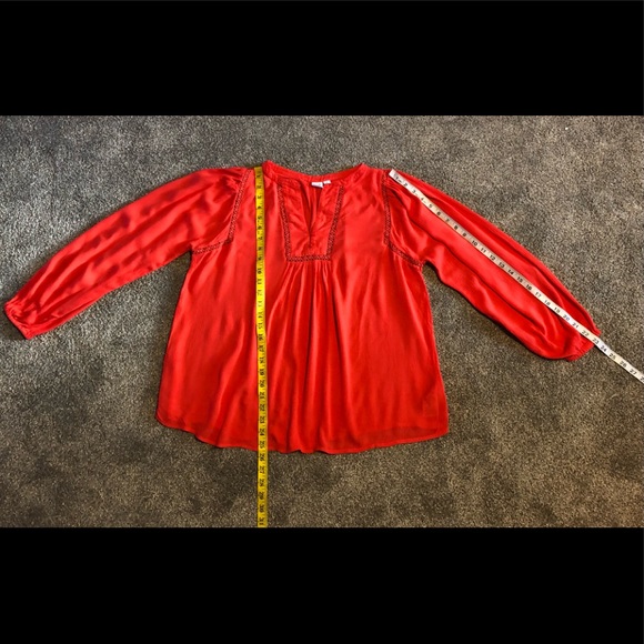 Gap Chic Top Blouse Size XS Crochet Lace Crinkle Crepe Boho Summer relaxed - Picture 3 of 13